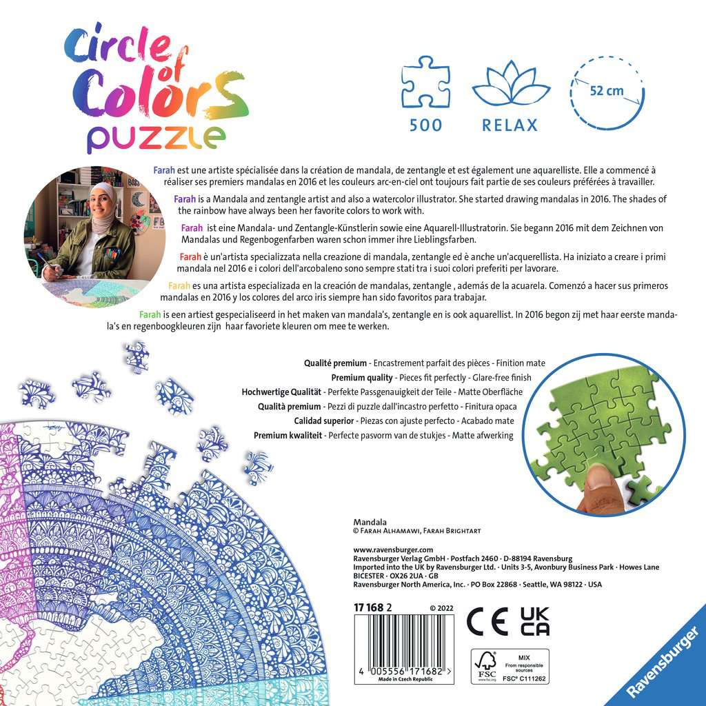 Rompecabezas Ravensburger - Mandala Circular, 500 Piezas