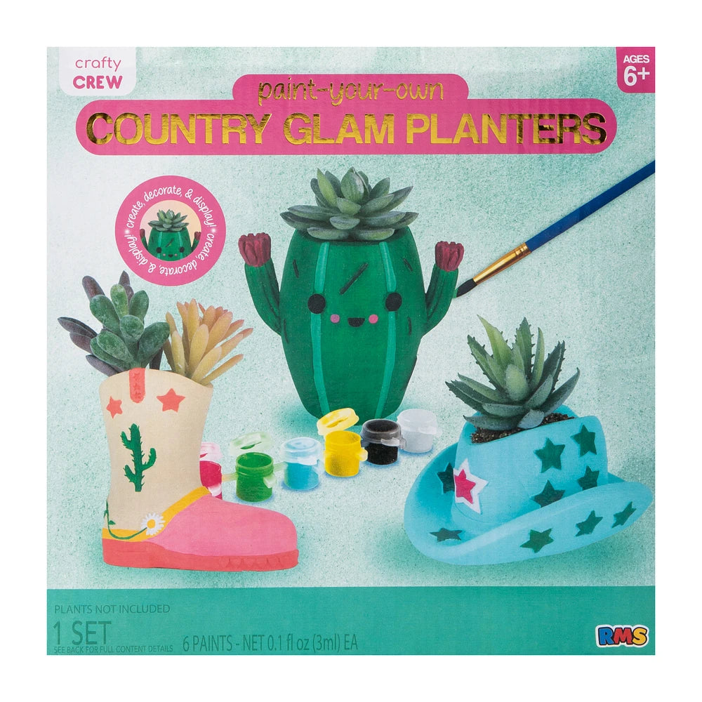 Kit: Pinta tus propias macetas country (3 piezas)